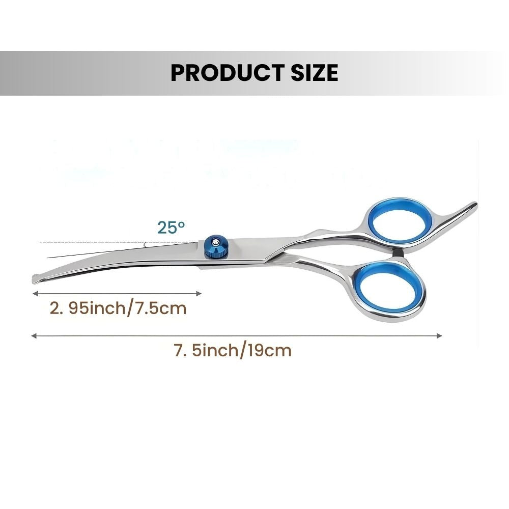 Ergonomic Pet Grooming Scissor — 7.5" Stainless - size