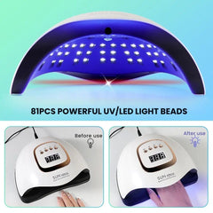 Fast Curing UV Nail Lamp 81W LED for Salon & Home Use