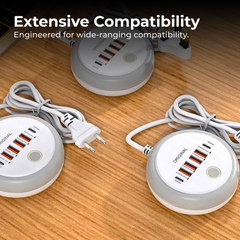 50W 6-Port Travel Charger — 2×Type-C + 4×USB