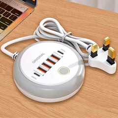 50W 6-Port Travel Charger — 2×Type-C + 4×USB