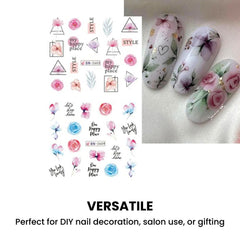 Floral Nail Stickers 12pcs Summer Water Decal Set