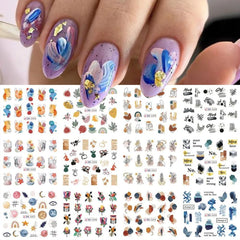 Floral Nail Stickers 12pcs Summer Water Decal Set