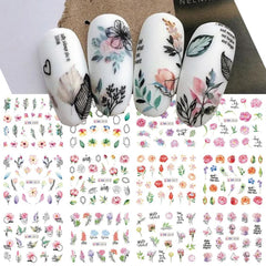 Floral Nail Stickers 12pcs Summer Water Decal Set