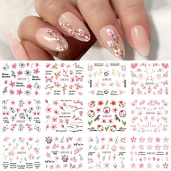 Floral Nail Stickers 12pcs Summer Water Decal Set