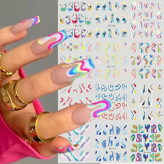 Floral Nail Stickers 12pcs Summer Water Decal Set