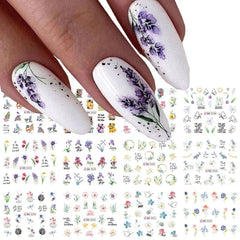 Floral Nail Stickers 12pcs Summer Water Decal Set