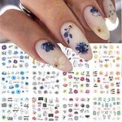 Floral Nail Stickers 12pcs Summer Water Decal Set