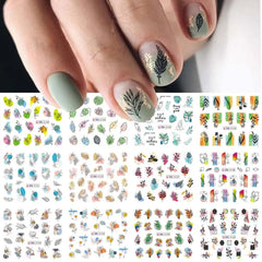 Floral Nail Stickers 12pcs Summer Water Decal Set
