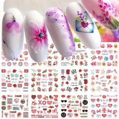 Floral Nail Stickers 12pcs Summer Water Decal Set