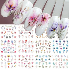 Floral Nail Stickers 12pcs Summer Water Decal Set