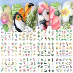 Floral Nail Stickers 12pcs Summer Water Decal Set