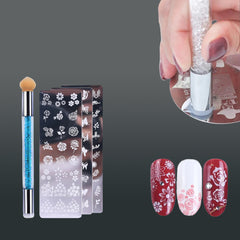 Flower & Geometry Nail Stamping Plates with Stamper Kit
