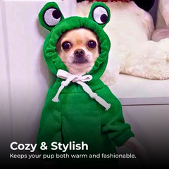 Cute Frog Dog Hoodie Sweater for Small Medium Dogs
