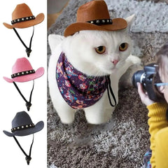 Pet Cowboy Hat with Adjustable Chin Strap