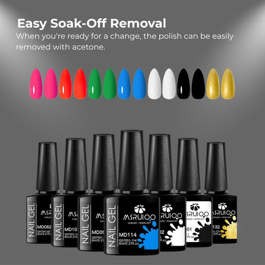 Gel Nail Polish Set 7 Colors UV Soak Off Long Lasting Kit