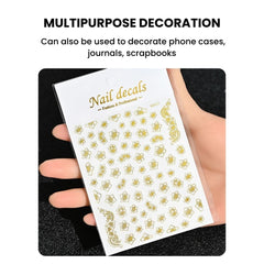 Gold Moon Star Nail Decals – 3D Bronzing Art Stickers