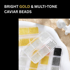 Gold Silver Micro Caviar Beads Set for Nail Art 0.8-3mm