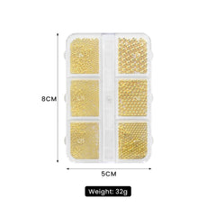 Gold Silver Micro Caviar Beads Set for Nail Art 0.8-3mm