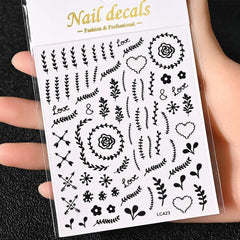 Gold Moon Star Nail Decals – 3D Bronzing Art Stickers