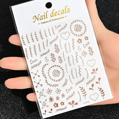 Gold Moon Star Nail Decals – 3D Bronzing Art Stickers