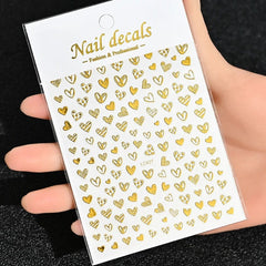 Gold Moon Star Nail Decals – 3D Bronzing Art Stickers