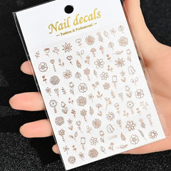 Gold Moon Star Nail Decals – 3D Bronzing Art Stickers