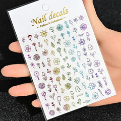 Gold Moon Star Nail Decals – 3D Bronzing Art Stickers