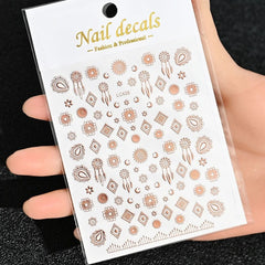 Gold Moon Star Nail Decals – 3D Bronzing Art Stickers
