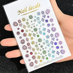Gold Moon Star Nail Decals – 3D Bronzing Art Stickers