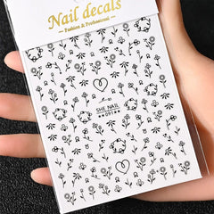 Gold Moon Star Nail Decals – 3D Bronzing Art Stickers