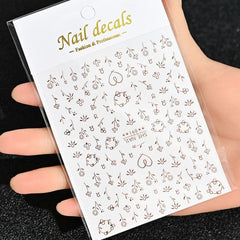 Gold Moon Star Nail Decals – 3D Bronzing Art Stickers