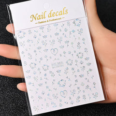 Gold Moon Star Nail Decals – 3D Bronzing Art Stickers