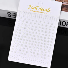 Gold Moon Star Nail Decals – 3D Bronzing Art Stickers