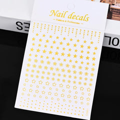 Gold Moon Star Nail Decals – 3D Bronzing Art Stickers
