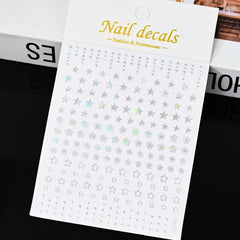 Gold Moon Star Nail Decals – 3D Bronzing Art Stickers