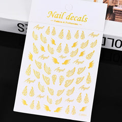 Gold Moon Star Nail Decals – 3D Bronzing Art Stickers