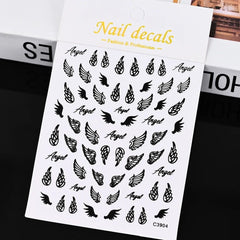 Gold Moon Star Nail Decals – 3D Bronzing Art Stickers