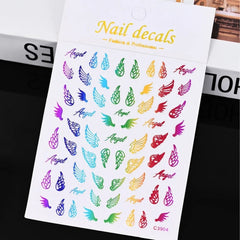Gold Moon Star Nail Decals – 3D Bronzing Art Stickers