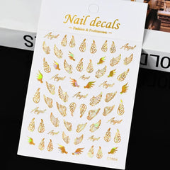 Gold Moon Star Nail Decals – 3D Bronzing Art Stickers
