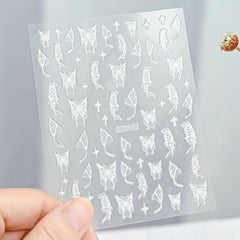 Gold Moon Star Nail Decals – 3D Bronzing Art Stickers