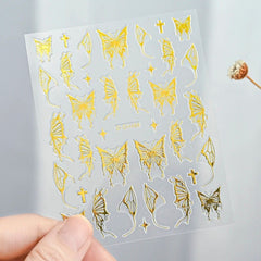 Gold Moon Star Nail Decals – 3D Bronzing Art Stickers