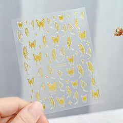 Gold Moon Star Nail Decals – 3D Bronzing Art Stickers