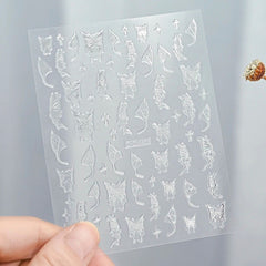 Gold Moon Star Nail Decals – 3D Bronzing Art Stickers