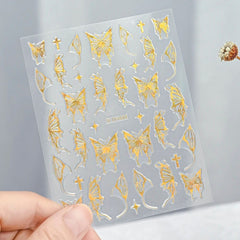 Gold Moon Star Nail Decals – 3D Bronzing Art Stickers