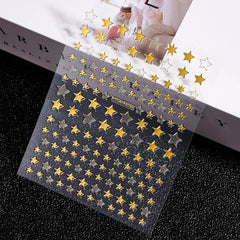 Gold Moon Star Nail Decals – 3D Bronzing Art Stickers