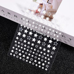 Gold Moon Star Nail Decals – 3D Bronzing Art Stickers