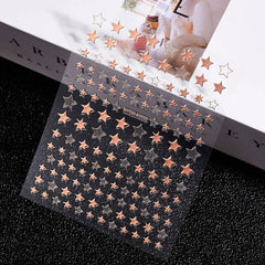 Gold Moon Star Nail Decals – 3D Bronzing Art Stickers