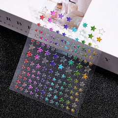 Gold Moon Star Nail Decals – 3D Bronzing Art Stickers