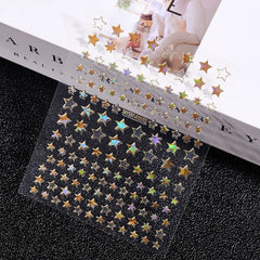 Gold Moon Star Nail Decals – 3D Bronzing Art Stickers