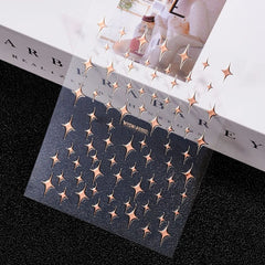 Gold Moon Star Nail Decals – 3D Bronzing Art Stickers
